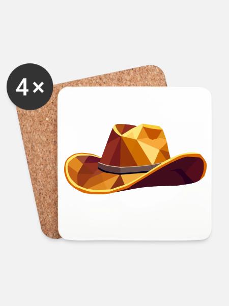 Cowboyhut – Geometrische Western-Illustration - Untersetzer (4er-Set) - Weiß