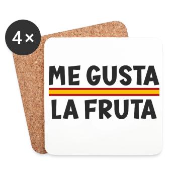 J’aime les fruits, drapeau de l’Espagne - Dessous de verre (lot de 4) - blanc - Devant
