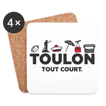 Toulon Tout Court, rote und schwarze Symbole - Untersetzer (4er-Set) - Weiß - Vorne