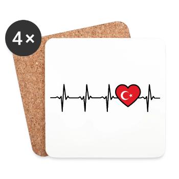 Turkey Heartbeat Turkish - Coasters (set of 4) - white - Front