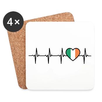 Ireland Heartbeat Flag Irish - Coasters (set of 4) - white - Front