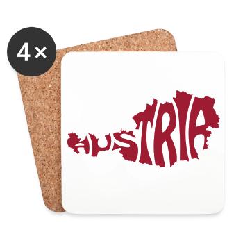 Austria Map Artistic Typography Design - Coasters (set of 4) - white - Front