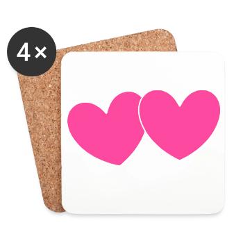 Herz rosa Herz pink Geschenk Valentinstag - Untersetzer (4er-Set) - Weiß - Vorne