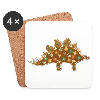 Süßer Lebkuchen Stegosaurus Weihnachten Deko Kids - Untersetzer (4er-Set) - Weiß - Vorne