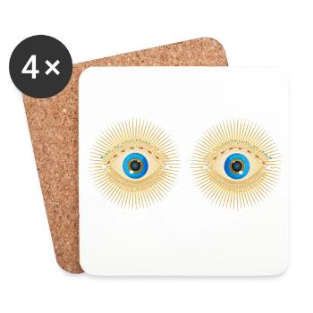 Golden eyes with bright blue pupils - Coasters (set of 4) - white - Front