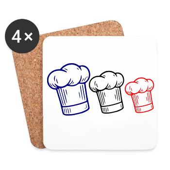 French flag hat - Coasters (set of 4) - white - Front