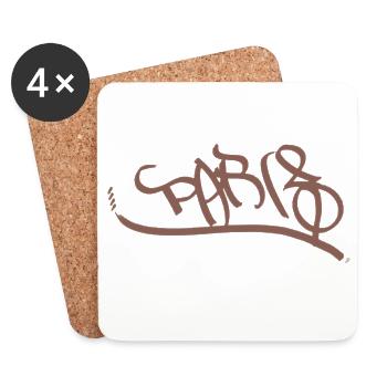 Graffiti-inspired urban art lettering Paris - Coasters (set of 4) - white - Front