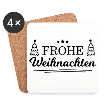 Frohe Weihnachten! - Untersetzer (4er-Set) - Weiß - Vorne
