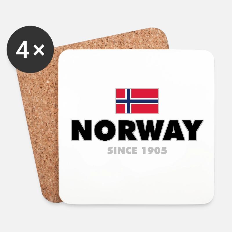 Norway - Norge - Norwegen - Flagge - Skandinavien - Untersetzer (4er-Set) - Weiß