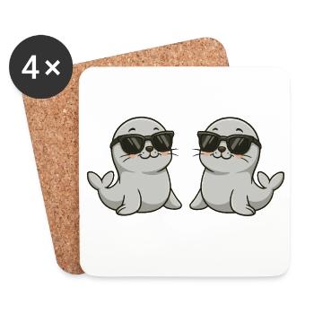 Cool Otter Doppelgänger Illustration - Untersetzer (4er-Set) - Weiß - Vorne