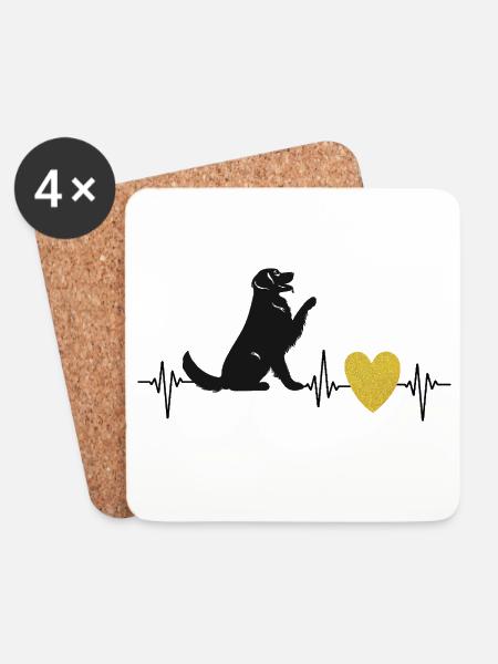 Golden Heart, Golden Retriever - Coasters (set of 4) - white