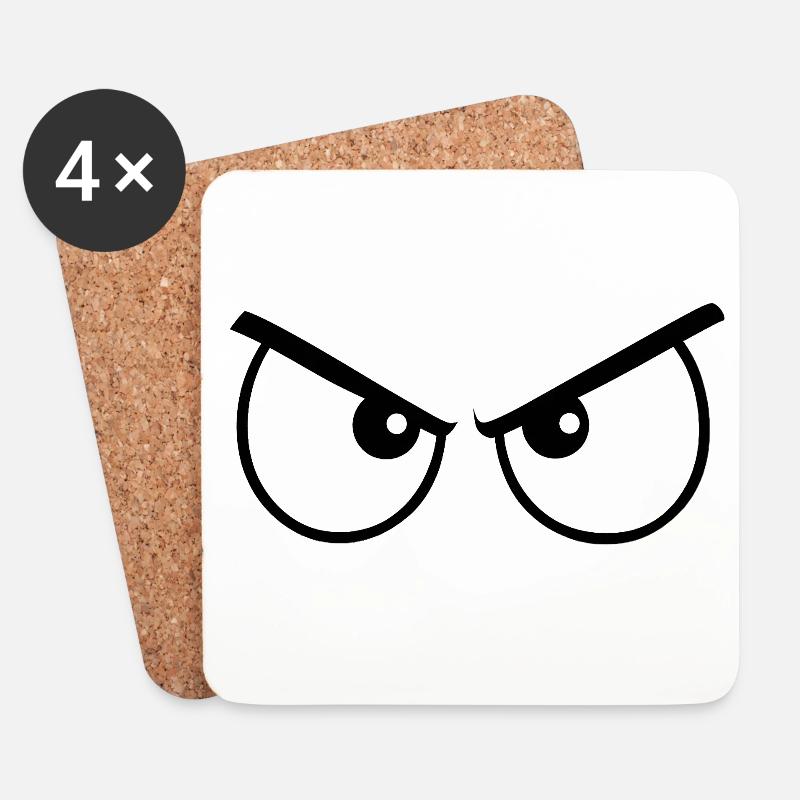 Wütende Augen - Untersetzer (4er-Set) - Weiß