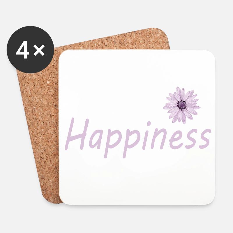 HAPPINESS - Untersetzer (4er-Set) - Weiß