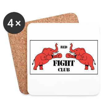 Duel de deux éléphants rouges - Dessous de verre (lot de 4) - blanc - Devant