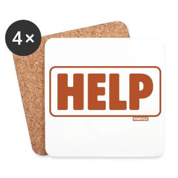 Notruf Schild Retro Design Hilfe - Untersetzer (4er-Set) - Weiß - Vorne