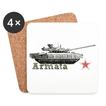 Tank silhouette with red star - Coasters (set of 4) - white - Front