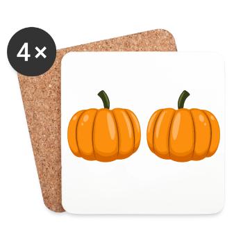 Citrouille Seins Drôle Halloween Costume - Dessous de verre (lot de 4) - blanc - Devant