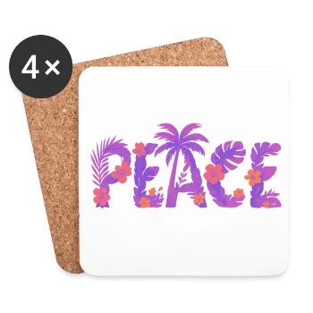 Tropisches Peace im Lila-Blütenstil - Untersetzer (4er-Set) - Weiß - Vorne