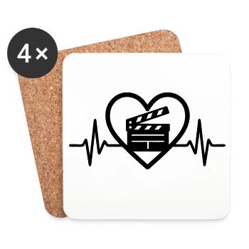 Cinéma Coeur Clapper - Dessous de verre (lot de 4) - blanc - Devant