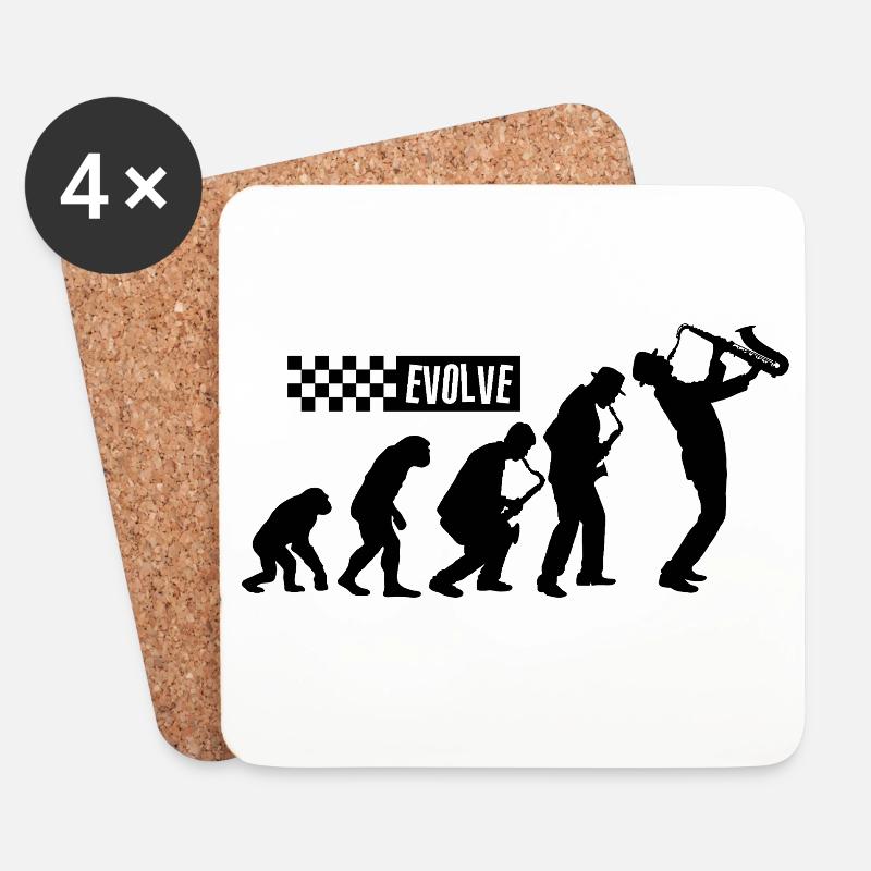 Evolution des Ska – Britisches 2 Tone Musikdesign - Untersetzer (4er-Set) - Weiß
