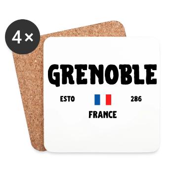 Grenoble, France, Champ/Grenoble, France - Coasters (set of 4) - white - Front