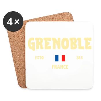 Grenoble France Vintage T-shirt Ville Française - Dessous de verre (lot de 4) - blanc - Devant