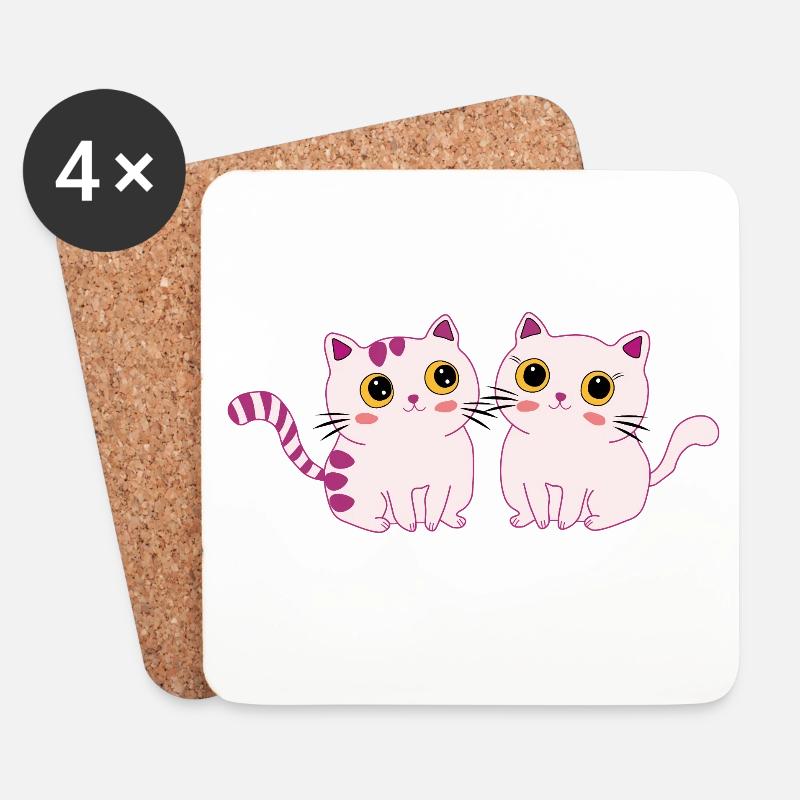 cats cute - Untersetzer (4er-Set) - Weiß