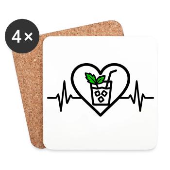Mojito Coeur Cocktail Menthe Verre Été - Dessous de verre (lot de 4) - blanc - Devant