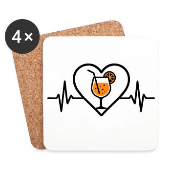 Spritz Heart Cocktail Orange Drink Glass - Dessous de verre (lot de 4) - blanc - Devant