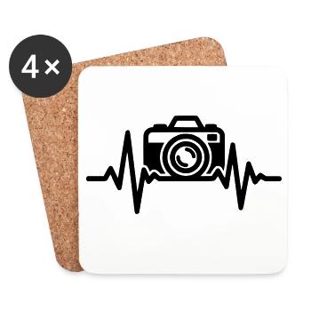 Kamera Herzschlag – Fotograf Geschenk - Untersetzer (4er-Set) - Weiß - Vorne