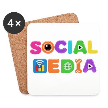 Colorful Social Media Pop Art - Coasters (set of 4) - white - Front