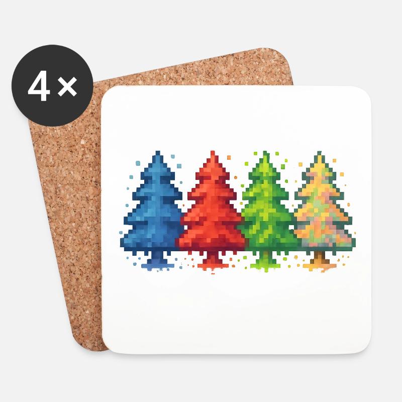 Pixelwald Weihnachtsbaum gaming - Untersetzer (4er-Set) - Weiß