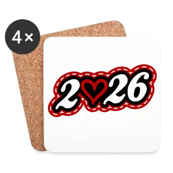 2026 Heart - Coasters (set of 4) - white - Front