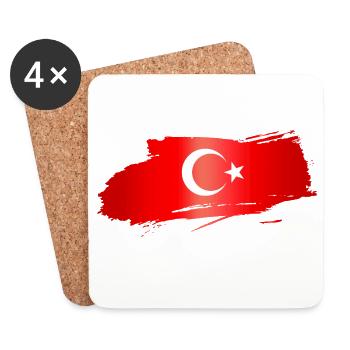 Turkish Flag Brush Stroke - Coasters (set of 4) - white - Front