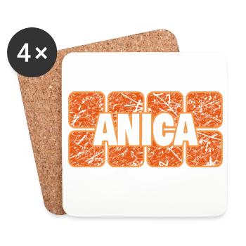 Anica comme prénom - Dessous de verre (lot de 4) - blanc - Devant