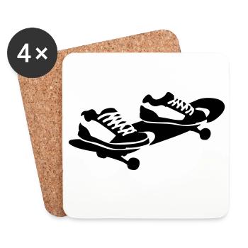 Skateboard - Dessous de verre (lot de 4) - blanc - Devant