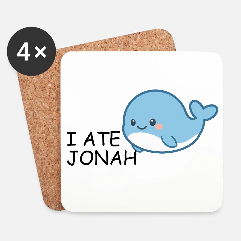 I Ate Jonah – Witziger Bibel Wal für Kinder - Untersetzer (4er-Set) - Weiß