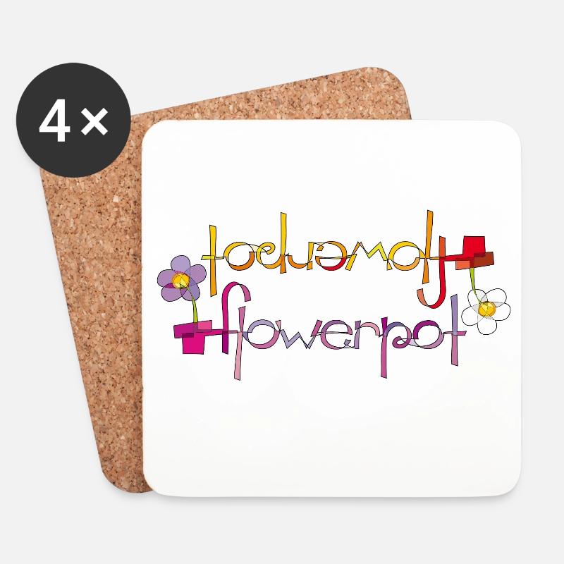 Blumentopf - Untersetzer (4er-Set) - Weiß