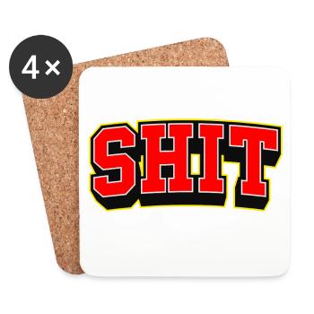 Logo de la merde sportive en gras - Dessous de verre (lot de 4) - blanc - Devant