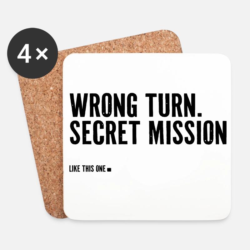 wrong turn. secret mission. - Untersetzer (4er-Set) - Weiß