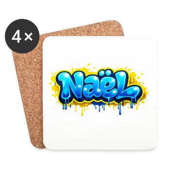 NAEL GRAFFITI NAME FÜR PERFEKTES GESCHENK DRUCKBAR - Untersetzer (4er-Set) - Weiß - Vorne