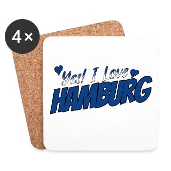 Yes I Love Hamburg - Design pour les vrais fans de Hambourg - Dessous de verre (lot de 4) - blanc - Devant