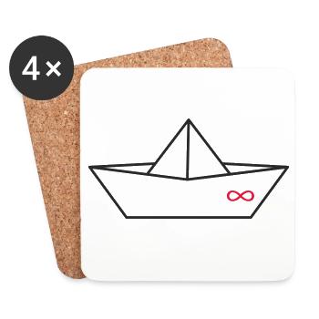 Unendlichkeitszeichen Origami-Boot - Untersetzer (4er-Set) - Weiß - Vorne