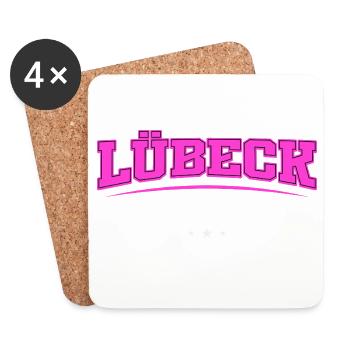 Lübeck Germany Retro Neon Logo Print - Coasters (set of 4) - white - Front