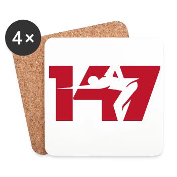 147 Snooker-Ikone (Rot) - Untersetzer (4er-Set) - Weiß - Vorne