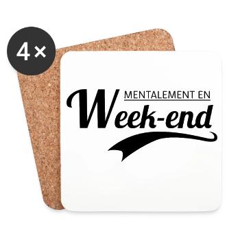 T-shirt humour week-end – Mentalement off - Dessous de verre (lot de 4) - blanc - Devant