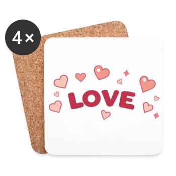 Amour et Cœurs Doux Dessin Animé - Dessous de verre (lot de 4) - blanc - Devant
