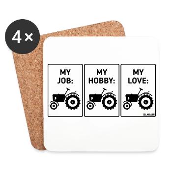 My Job – My Hobby – My Love (Trecker Bauer / B) - Untersetzer (4er-Set) - Weiß - Vorne