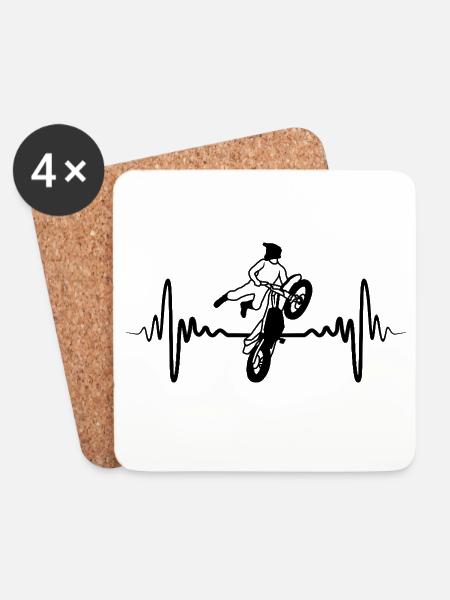 Motocross Herzschlag - Untersetzer (4er-Set) - Weiß