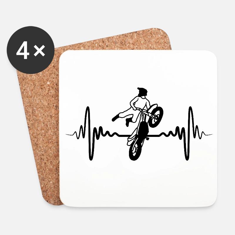 Motocross Herzschlag - Untersetzer (4er-Set) - Weiß